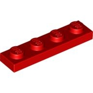 Lego destička 1x4, červená (371021)
